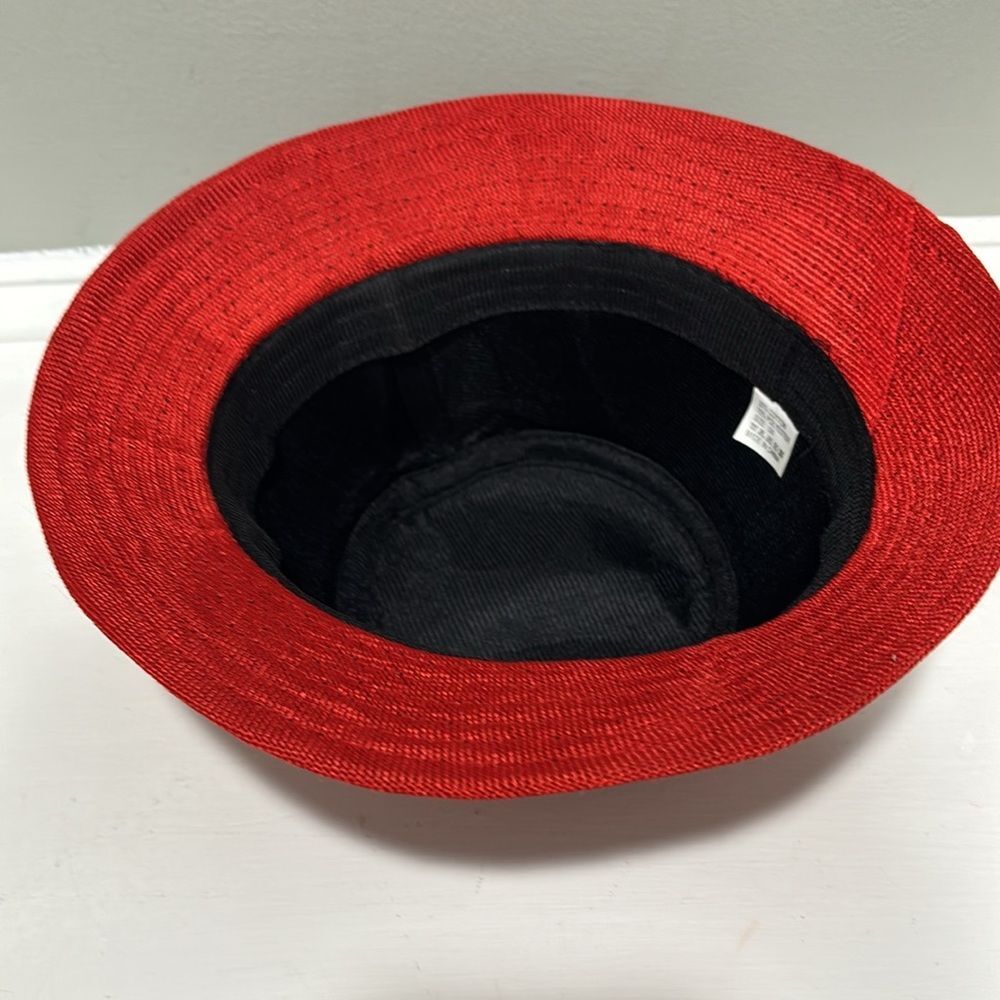Red Victorian Bucket Bell Hat w/ Bow- size 58 - Picture 5 of 10